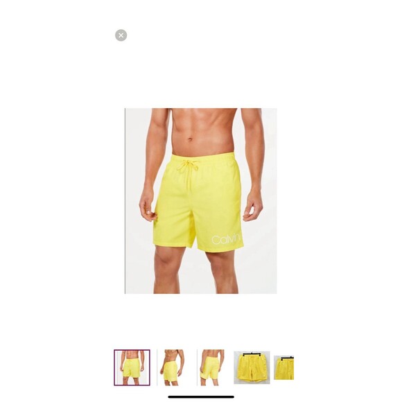 Calvin Klein Men's Logo 7" Volley Swim Trunks Shorts w/ Liner & Pockets Medium - Picture 1 of 8